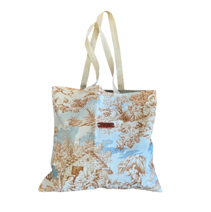 Baby Blue and White French Toile de Jouy Tote Bag