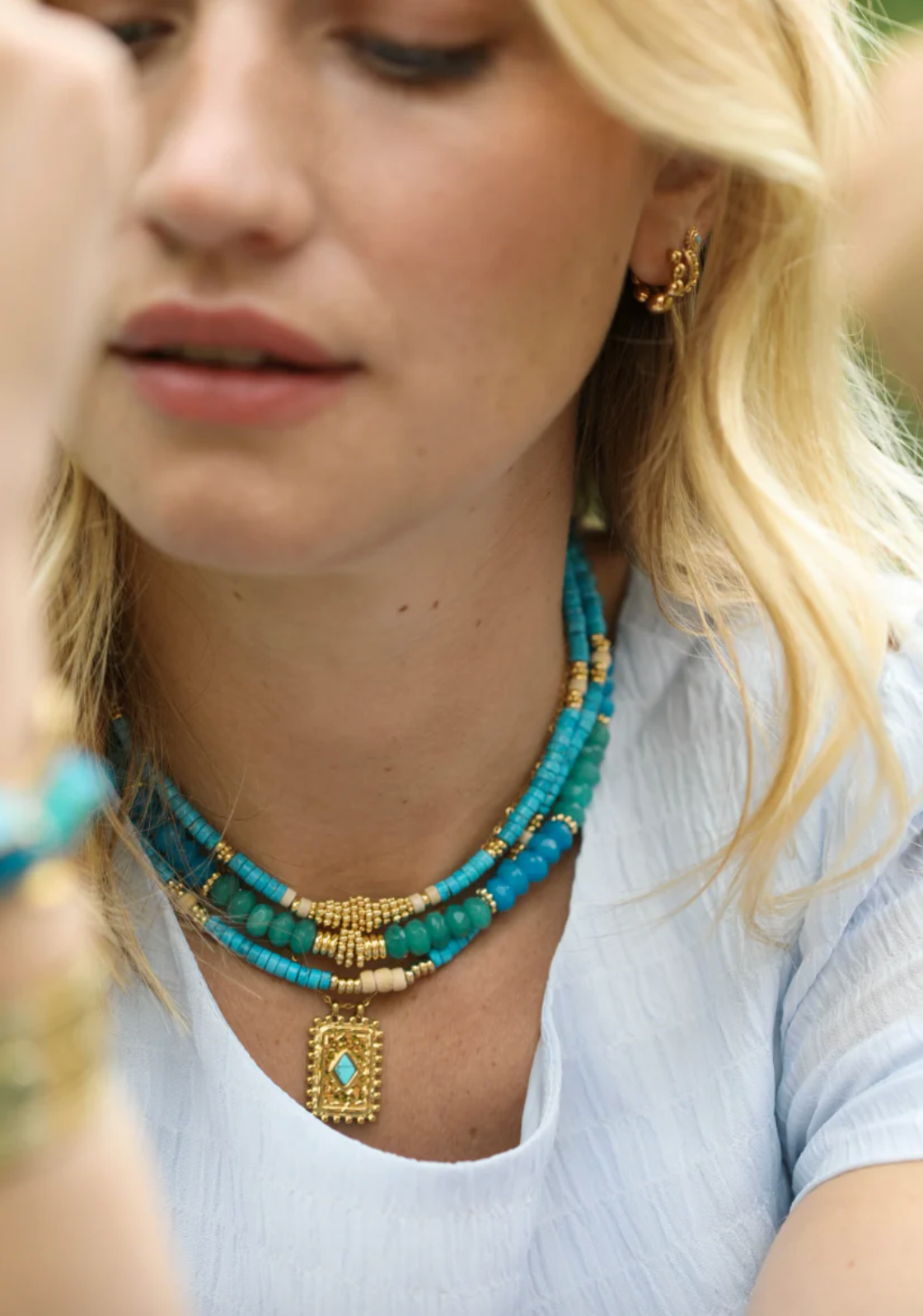 Goldie Necklace Blue Aventurine