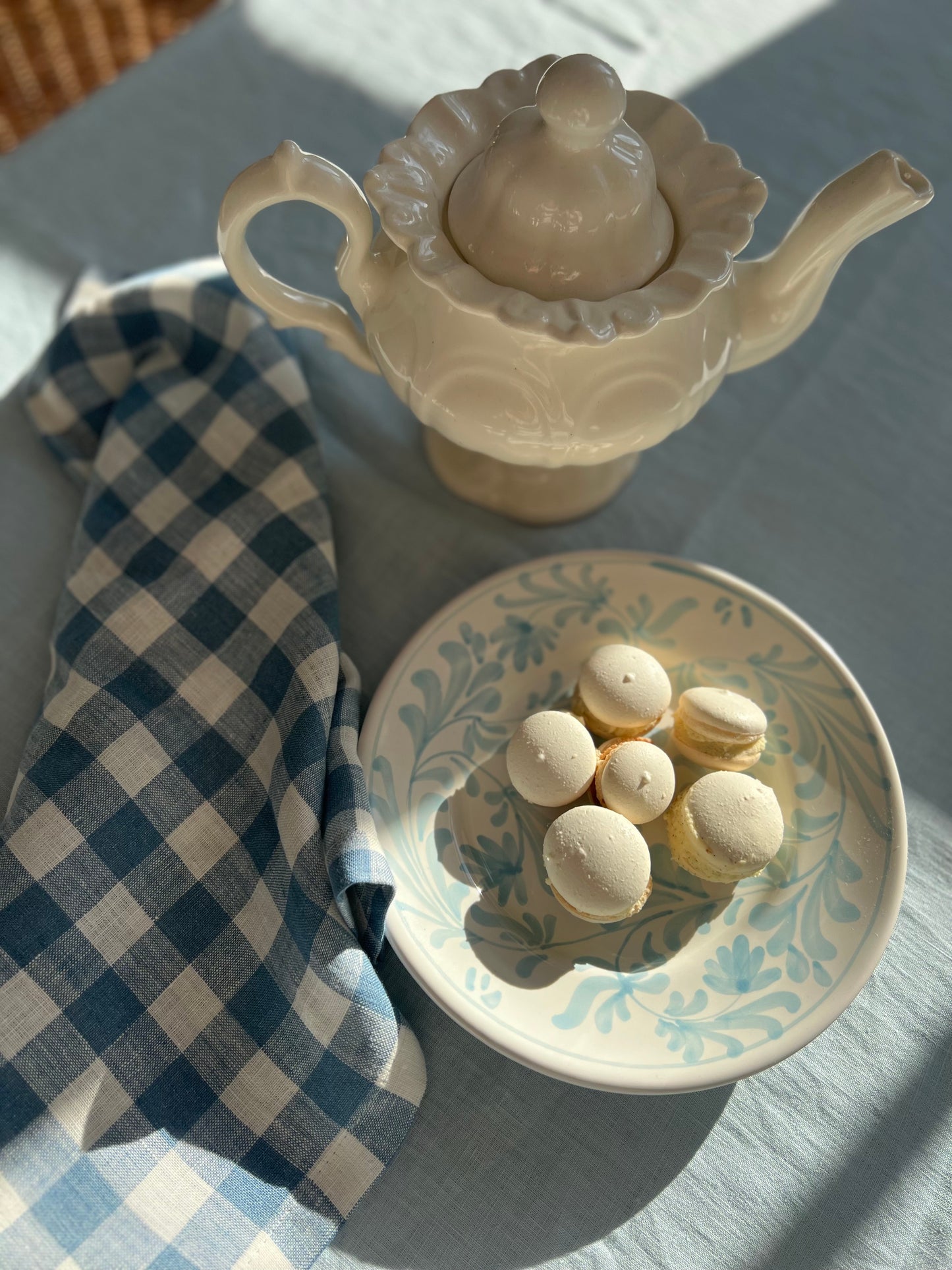 Blue Gingham Linen Napkins (set of 4)