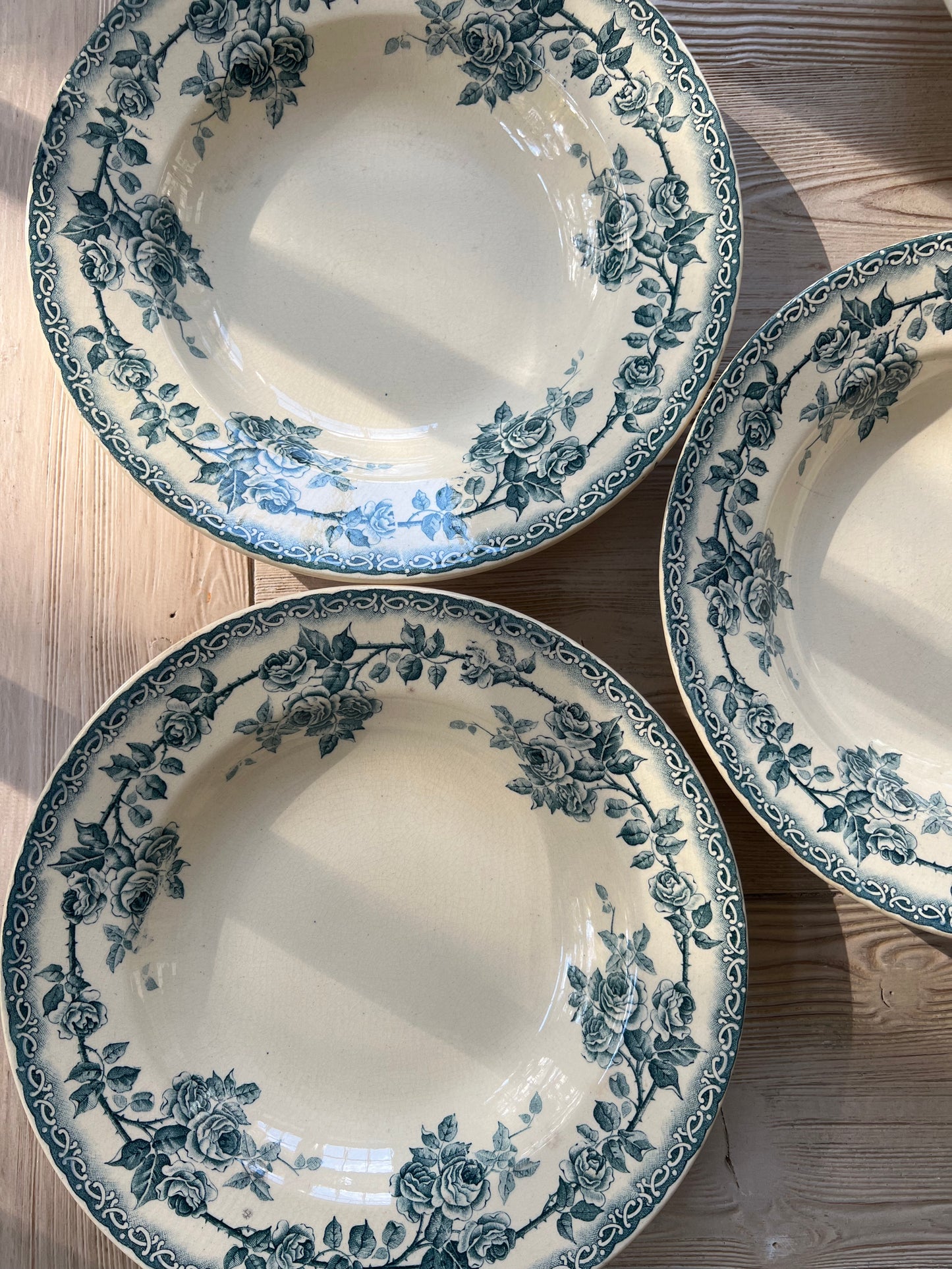 Set of 3 French Ironstone Soup Plates Boulenger Choisy-le-Roy
