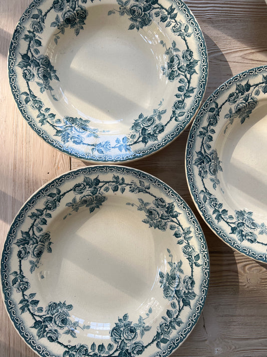 Set of 3 French Ironstone Soup Plates Boulenger Choisy-le-Roy