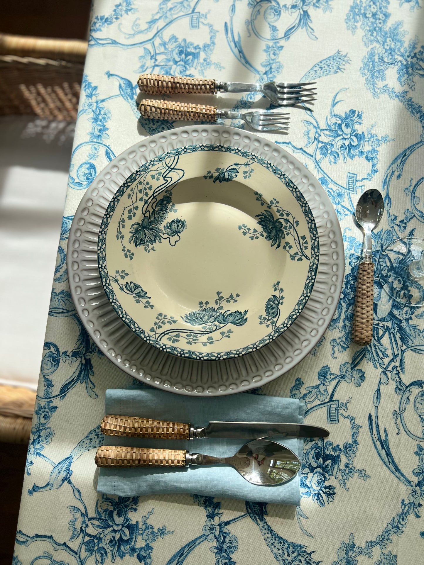 Set of 3 French Ironstone Soup Plates "Royat" by Sarreguemines