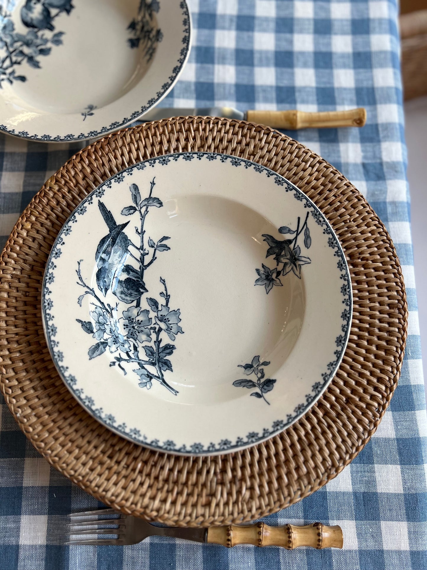 Set of 5 French Ironstone Soup Plates "Favori" by Sarreguemines