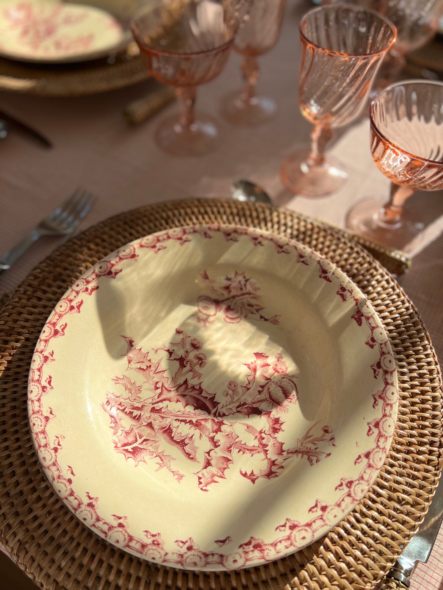 Set of 4 French Soup Plates "Les Chardons" by Gien