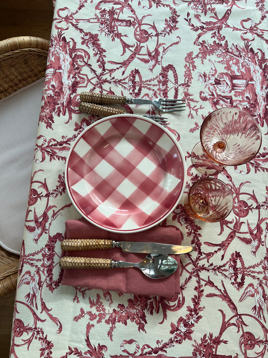 French Toile Tablecloth Collin Maillard in Red