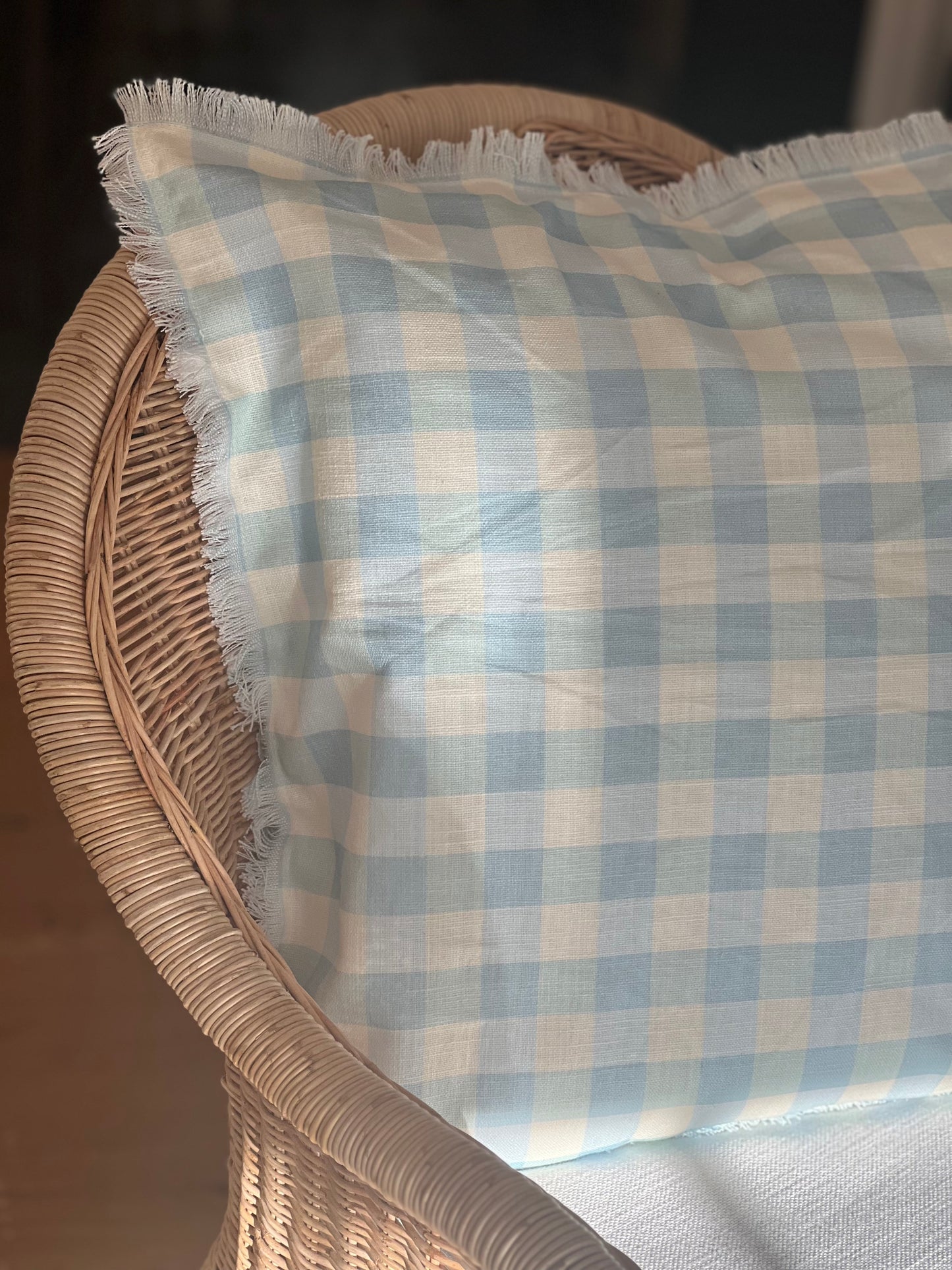 Idamae Sky Vintage Gingham Pillow Cover
