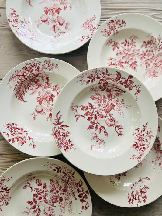 Set of 6 French Ironstone Soup Plates "Choisy-Le-Roi" by Avellan
