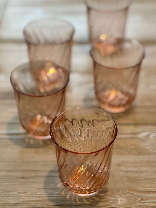 Set of 2 Pink Vintage Water Glasses "Rosaline" (Small)