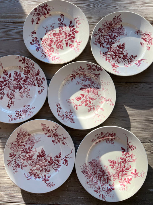 Set of 6 French Ironstone Salad Plates "Choisy-Le-Roi" by Avellan