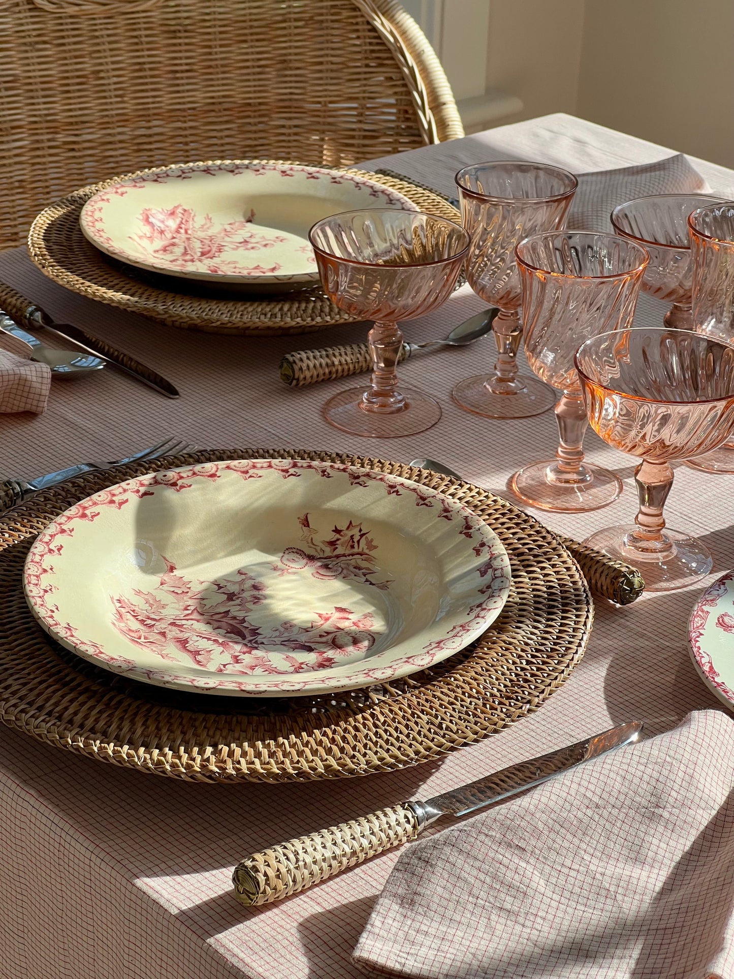 Set of 4 French Soup Plates "Les Chardons" by Gien