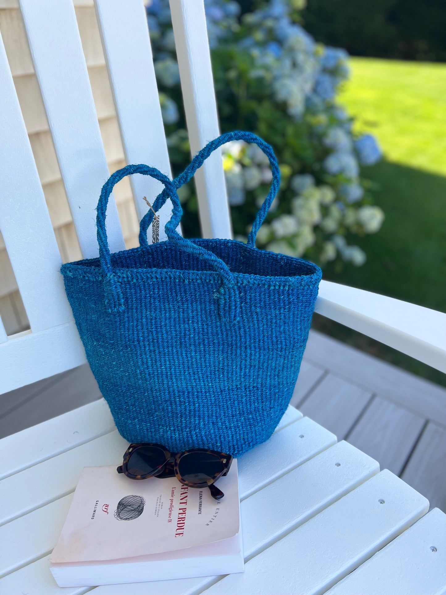 Sisal Woven Summer Bag: Teal Blue
