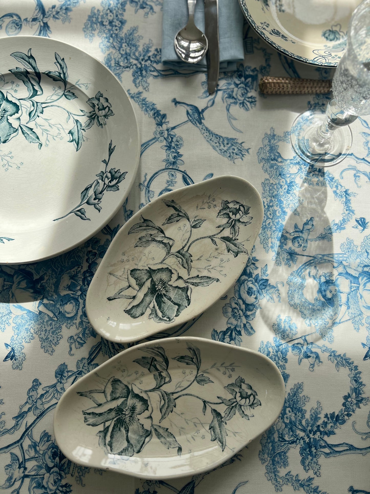 Antique French Ironstone Small Serving Dish, “Rose de Noël”
