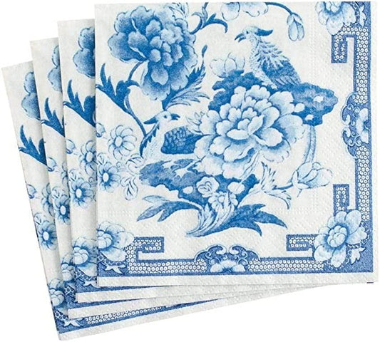 Caspari Blue & White Paper Cocktail Napkins