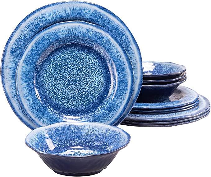 Melamine Dinnerware Set Coastal Blue 9 Rue Clementine