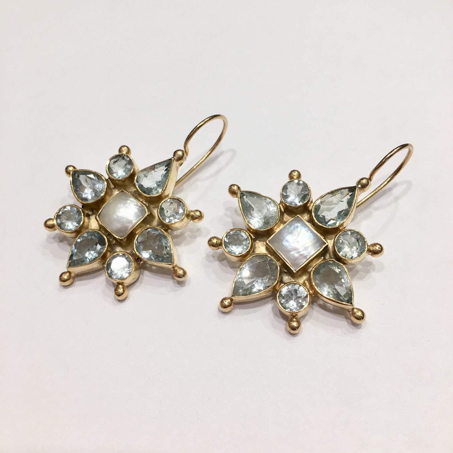 Pearl and Blue Topaz Earrings
