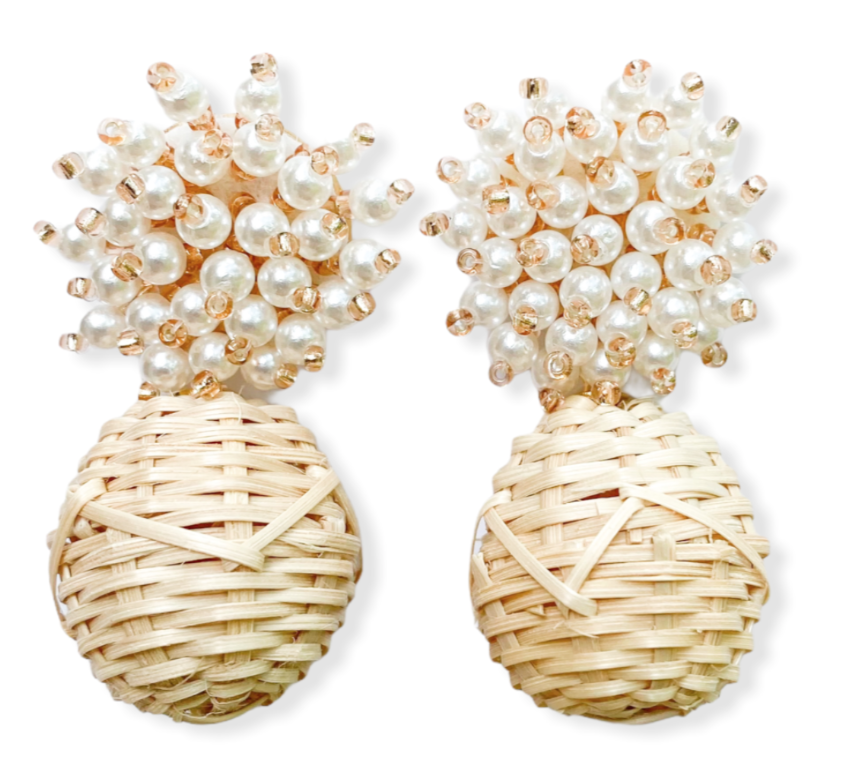 Julia Rattan Ball Earrings