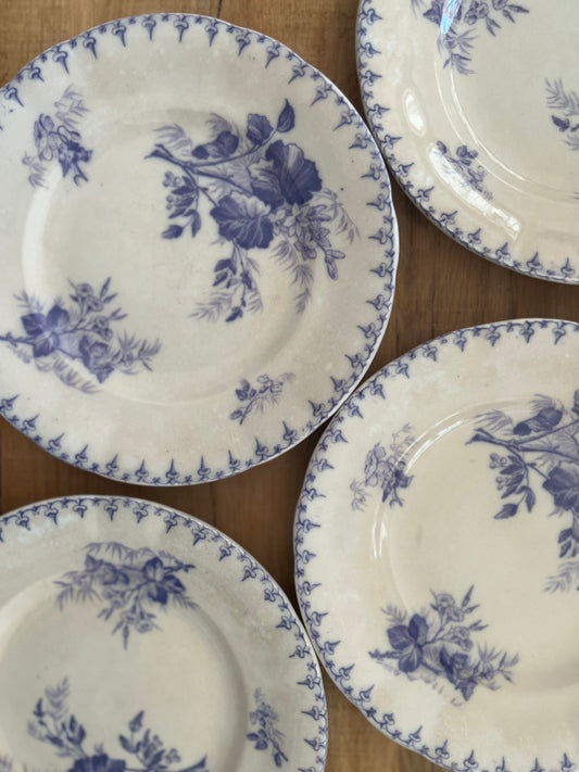 Set of 4 French Salad Plates "Flore" by Sarreguemines