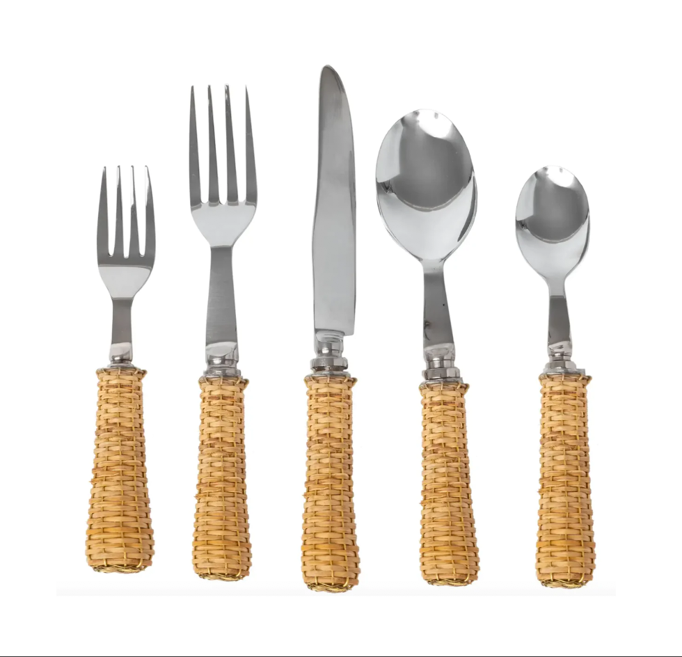 Basketweave Five Piece Flatware Set