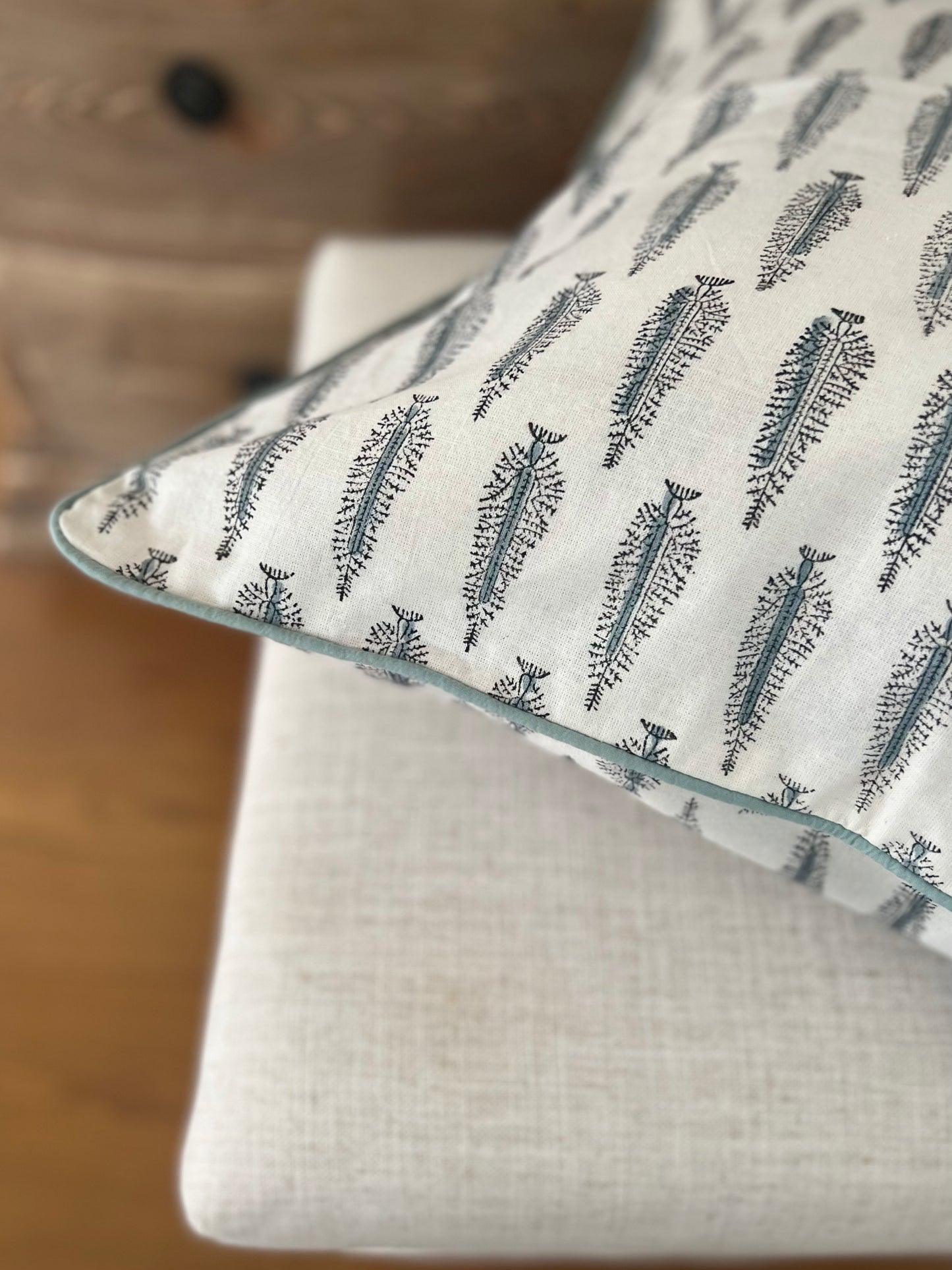 Cape Cod Grey Pine Pillow with Piping