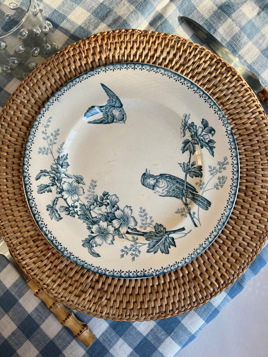 French Dinner Plate "Mésanges" by Longwy