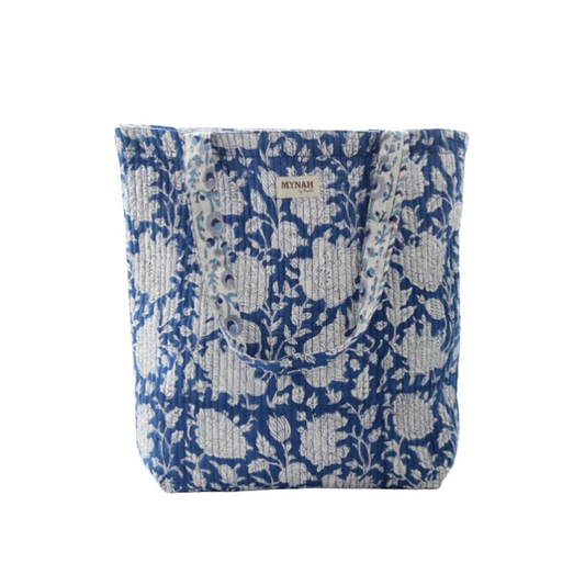 Porcelain Floral Print Reversible Tote Bag-Small Laptop Bag