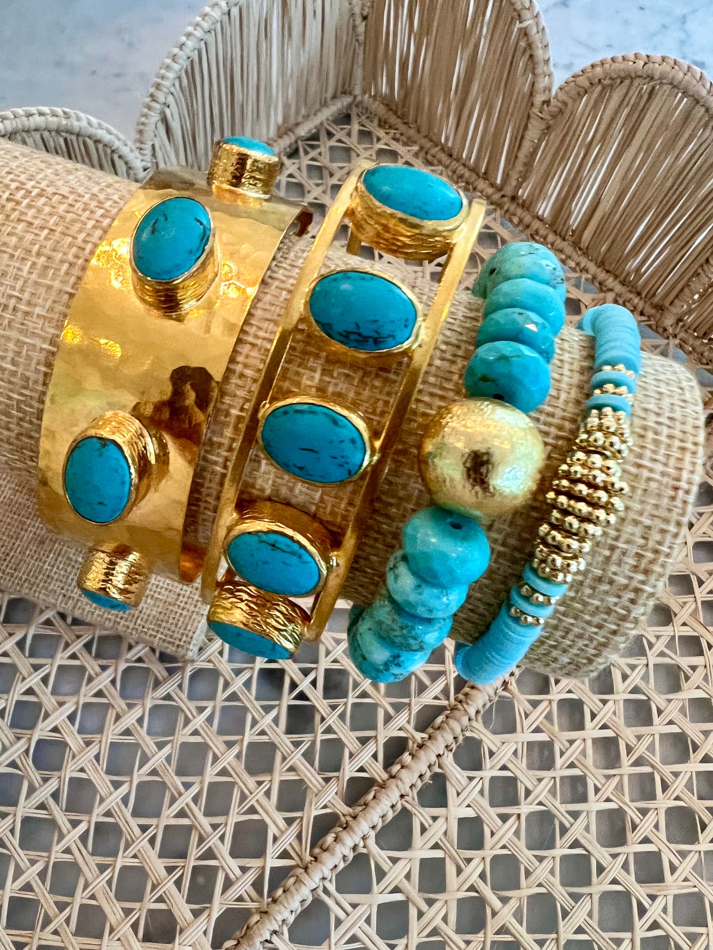 Turquoise Cuff Byzantine Bracelet