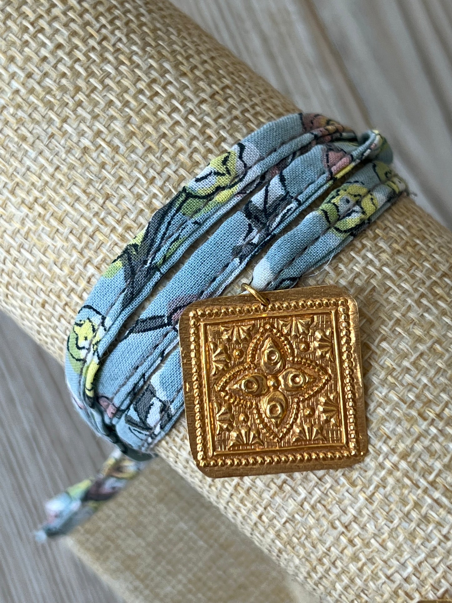 Blue Kinara Ribbon Bracelet (or Necklace) with Medal