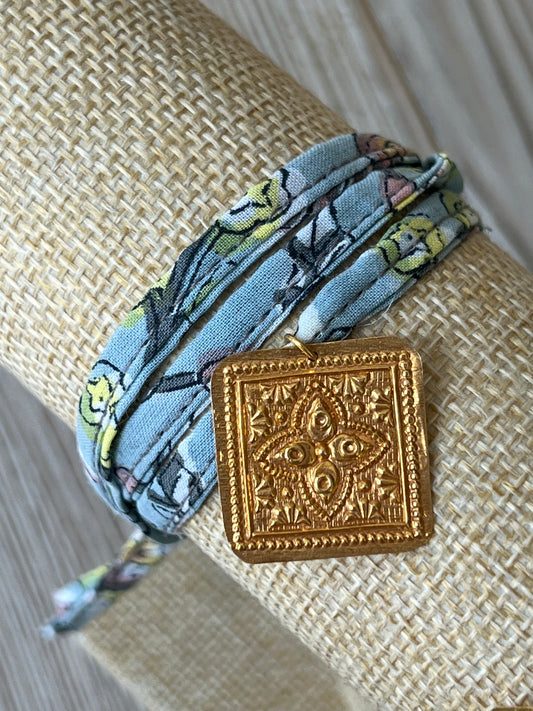 Blue Kinara Ribbon Bracelet (or Necklace) with Medal
