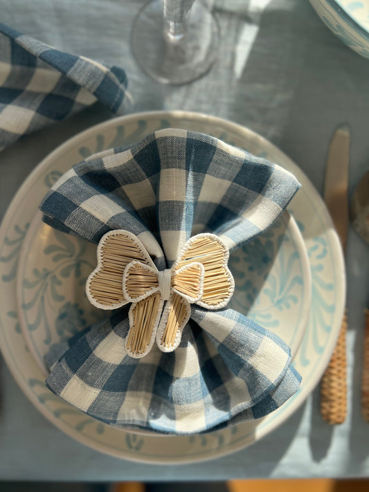 Blue Gingham Linen Napkins (set of 4)