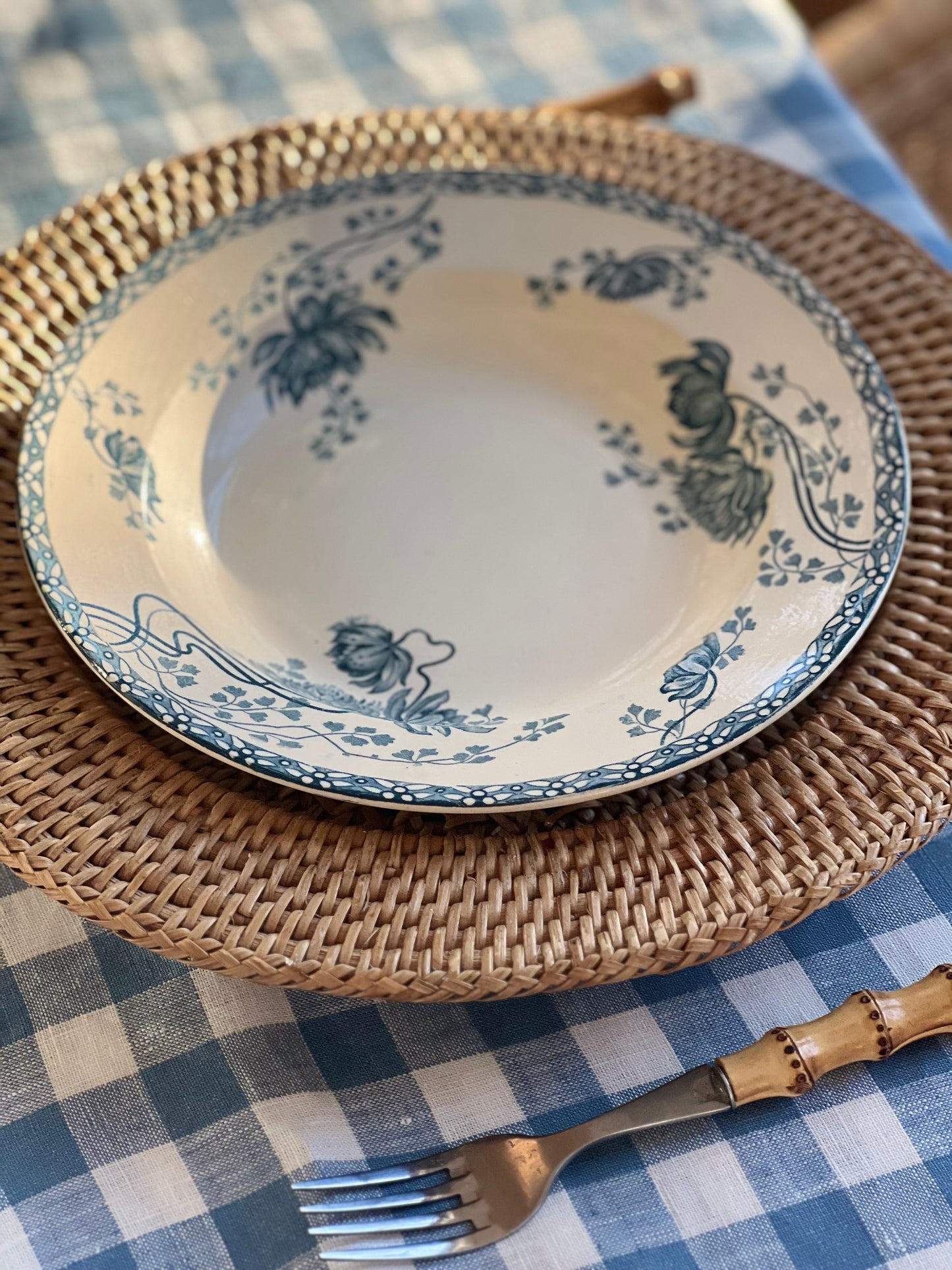 Set of 3 French Ironstone Soup Plates "Royat" by Sarreguemines