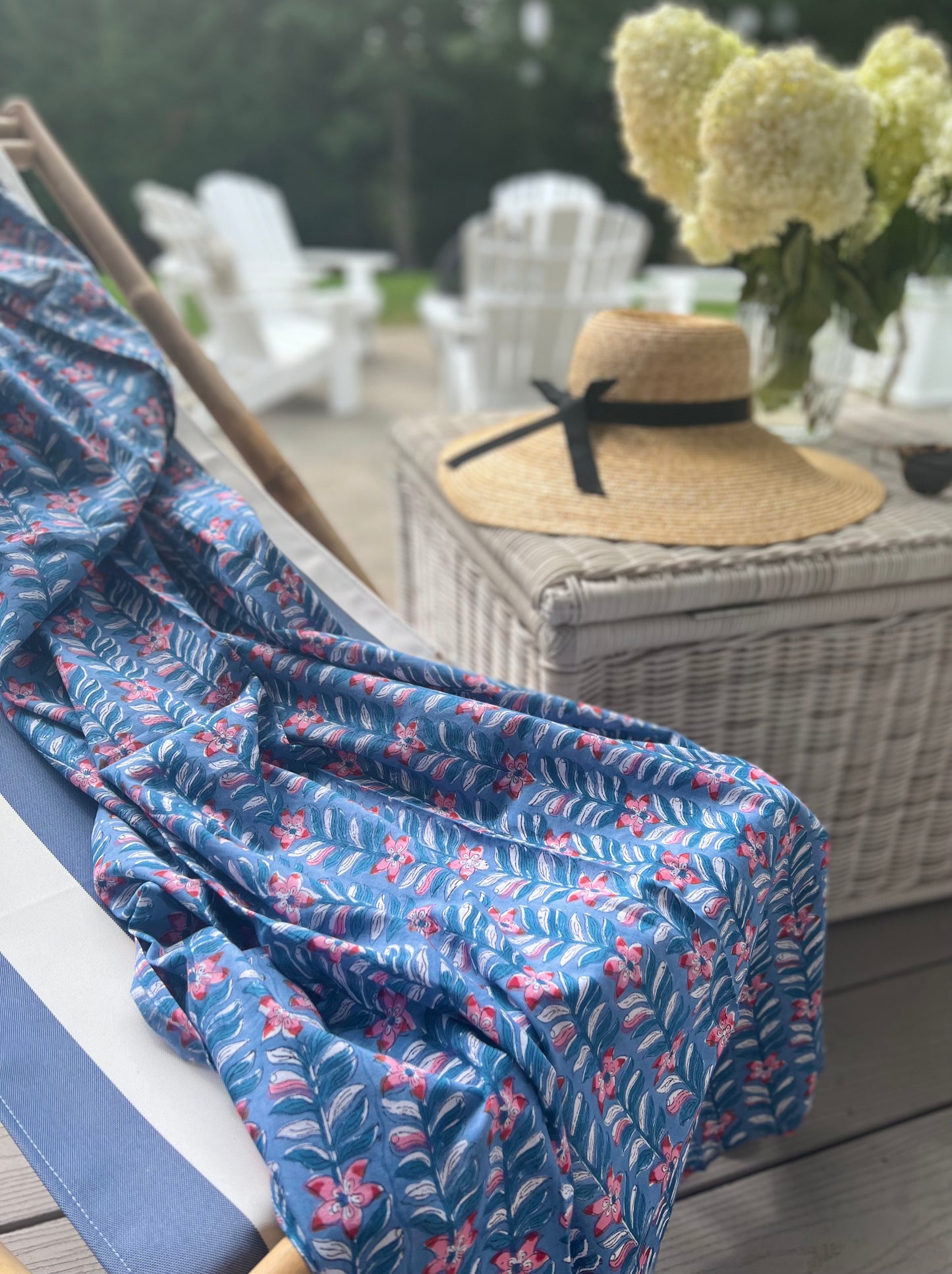 Sarong with Blue and Pink Flowers