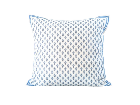 Celeste Mughal Flower Pillow Cover in Blue
