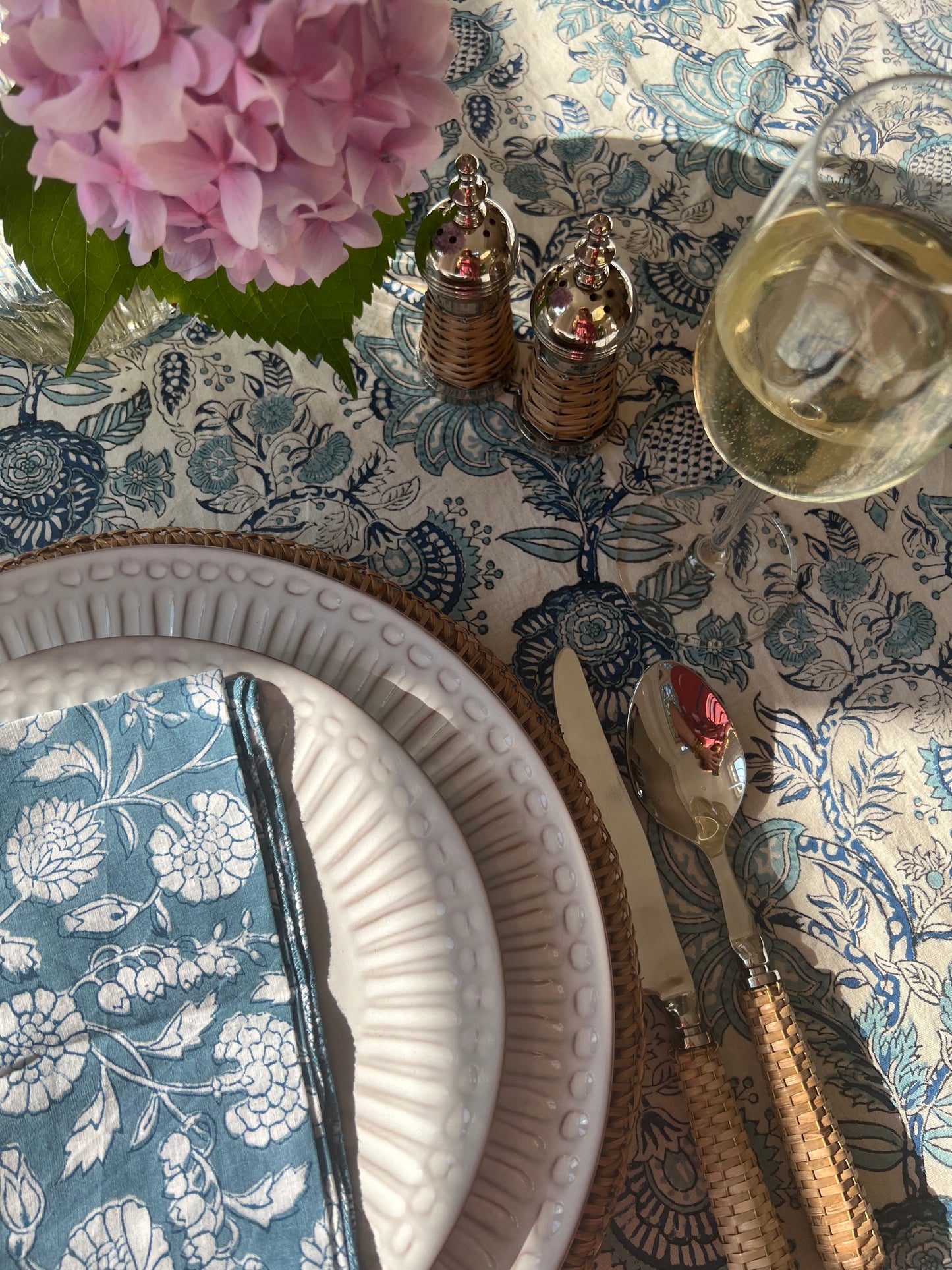 Alice Round Blue Floral Tablecloth