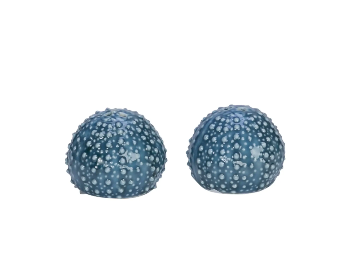 Blue Sea Urchin Salt And Pepper Shakers