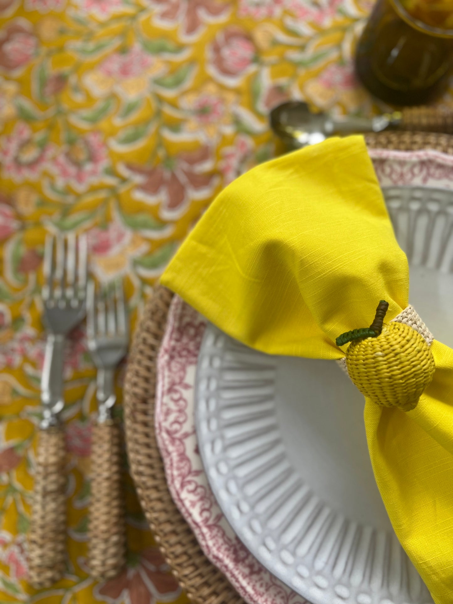 Set of 12 Bright Yellow Over Sized Dinner Napkins