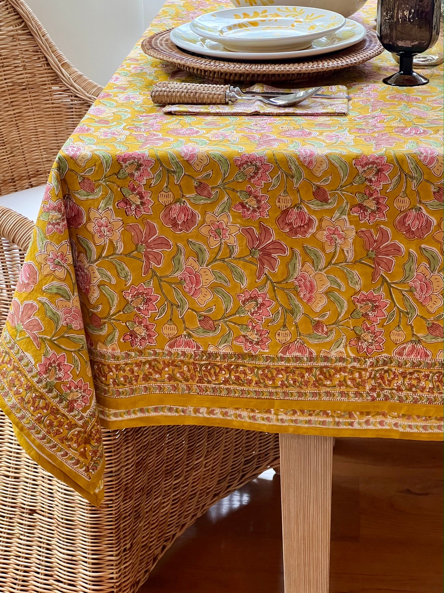 Bohemian Saffron Floral Tablecloth