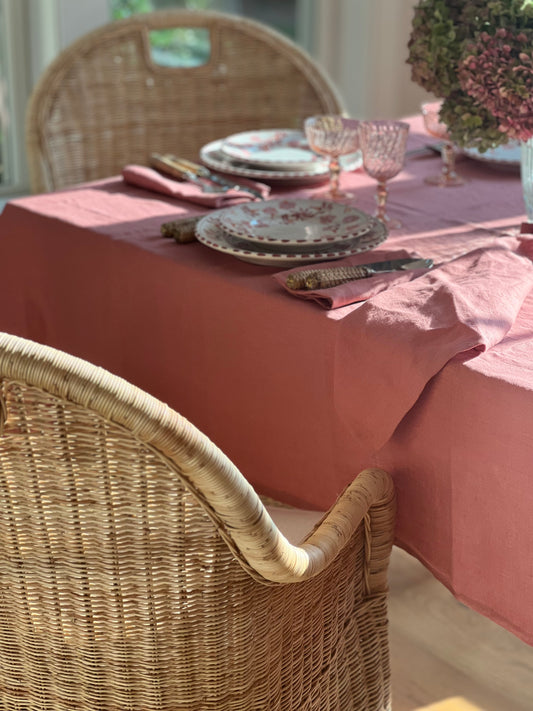 Charlotte Linen Tablecloth Dusty Pink