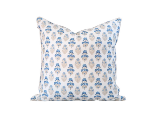 Vivienne Mughal Flower Pillow Cover in Blue
