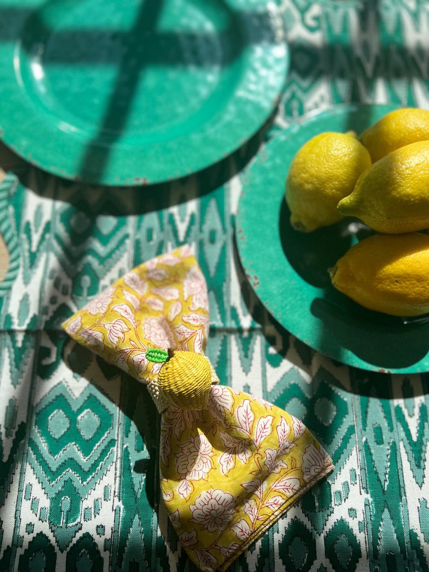 Zoé Green Ikat Tablecloth