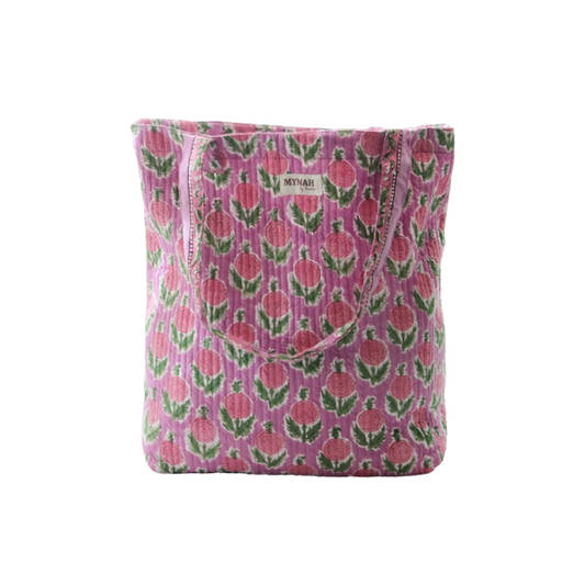 Berry Floral Print Reversible Tote Bag-Small Laptop Bag