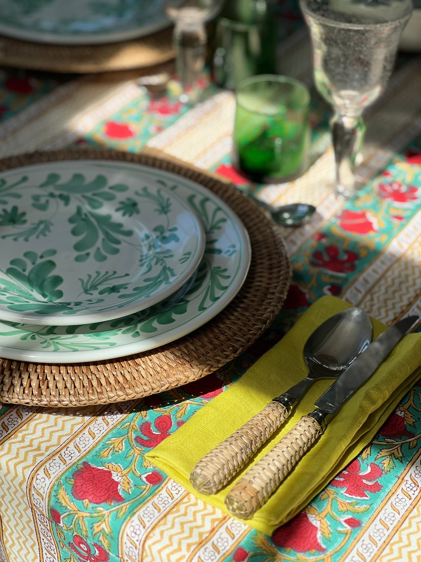 Rouge Provence Block Print Tablecloth (Large)