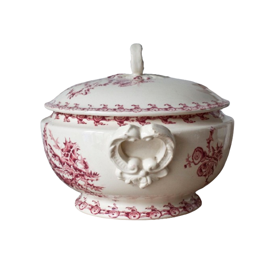 French Iron Stone Tureen "Les Chardons" by Gien