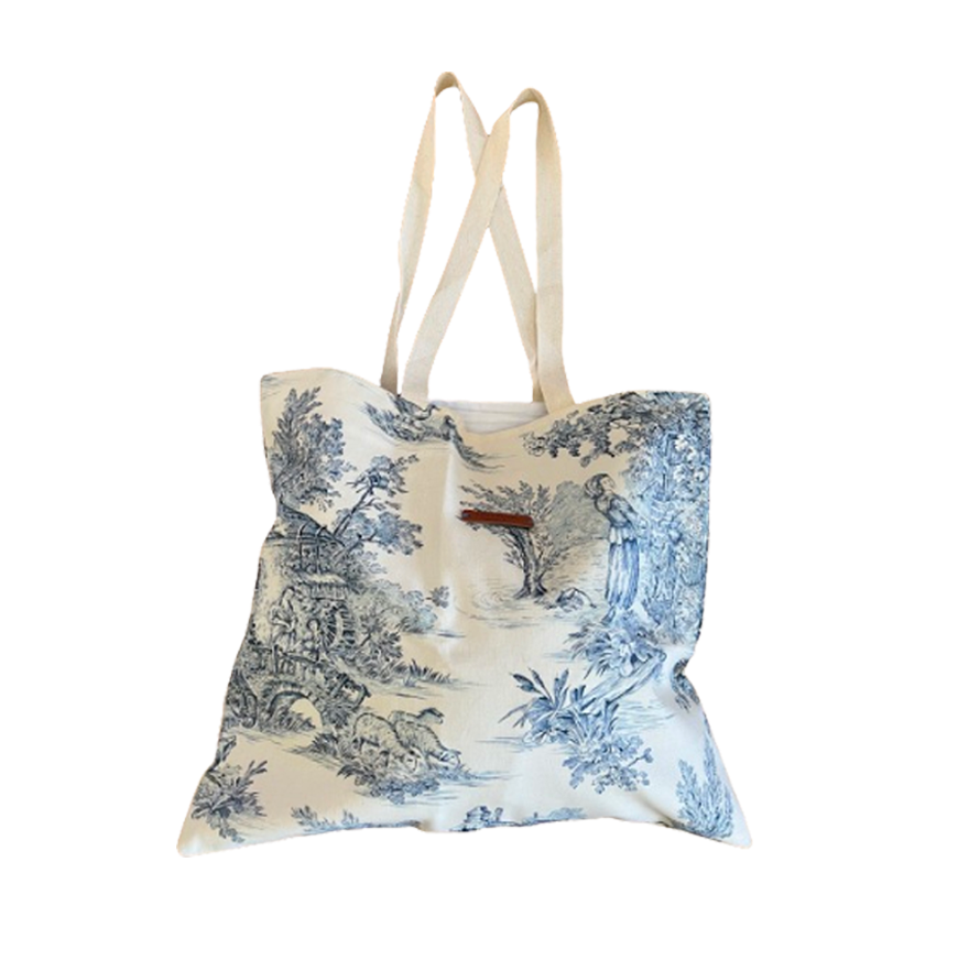 Red French Toile de Jouy Tote Bag