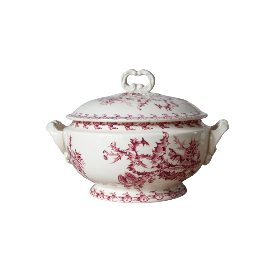 French Iron Stone Tureen "Les Chardons" by Gien