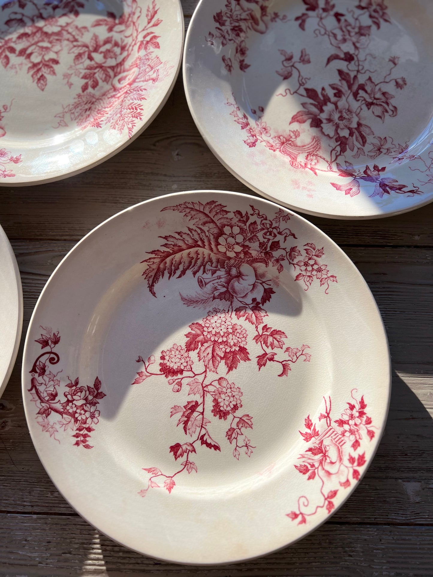 Set of 6 French Ironstone Dinner Plates "Choisy-Le-Roi" by Avellan