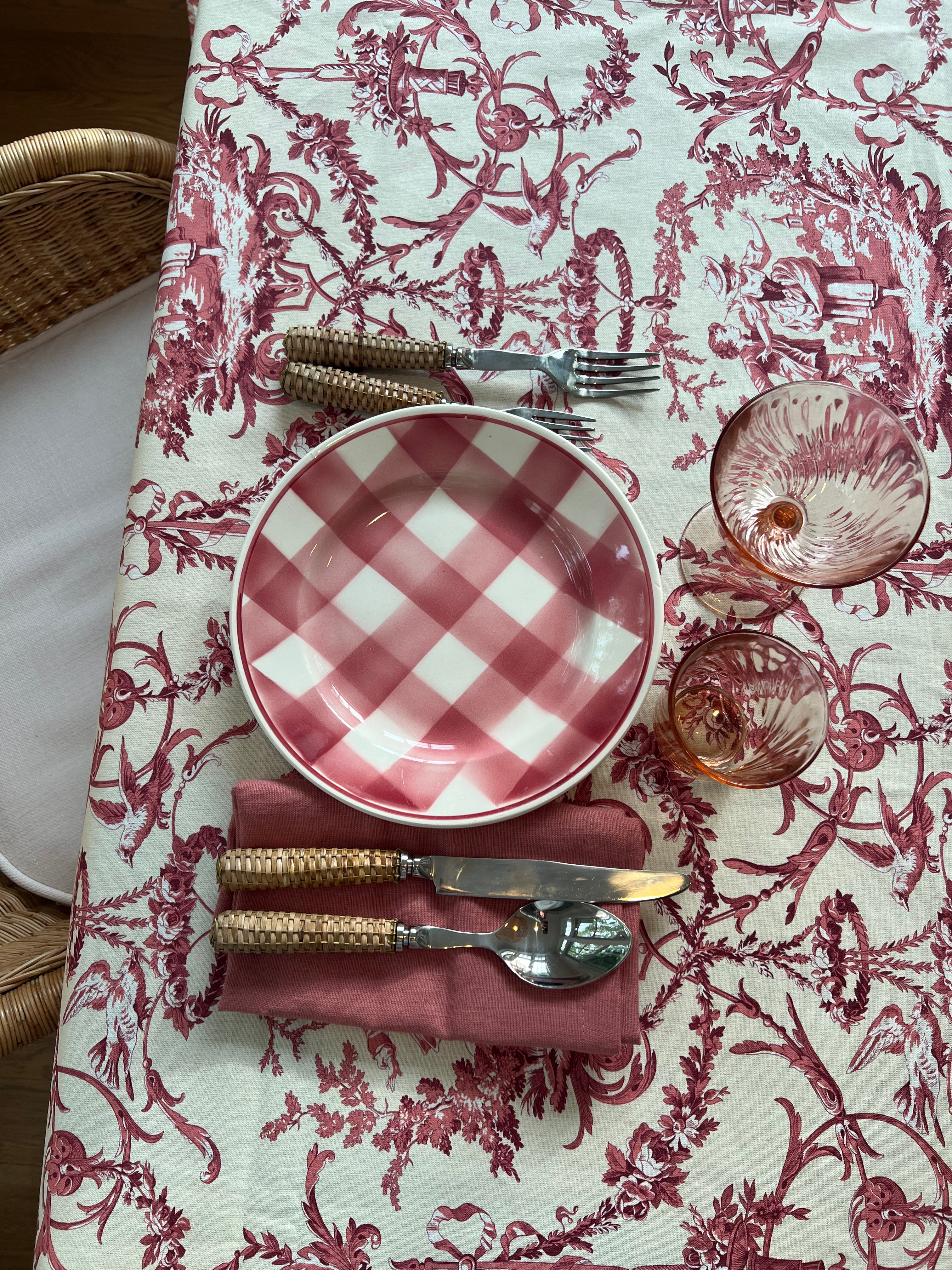 French Toile Tablecloth Collin Maillard in Red – 9 Rue Clementine
