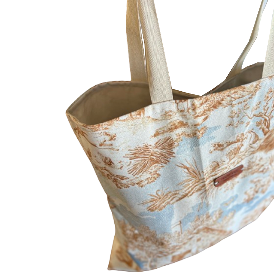 Baby Blue and White French Toile de Jouy Tote Bag