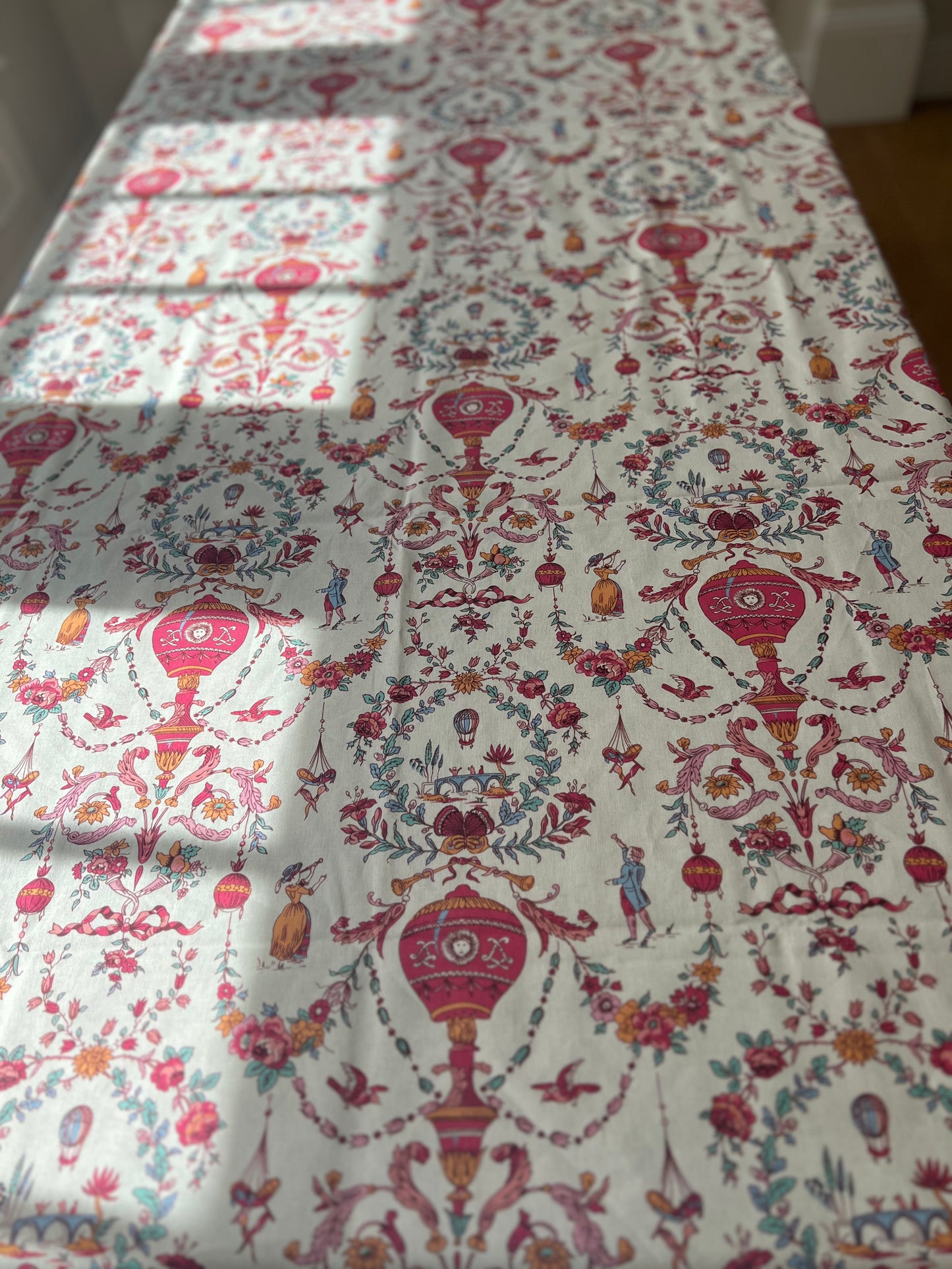 French Toile Tablecloth Limoges in Pink