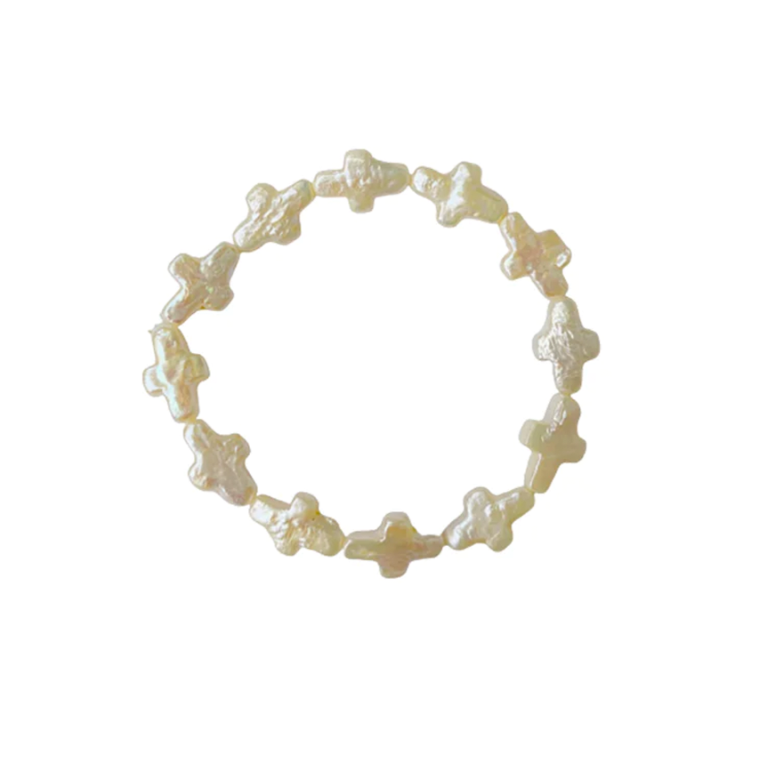 Lili Pearl Cross Stretch Bracelet