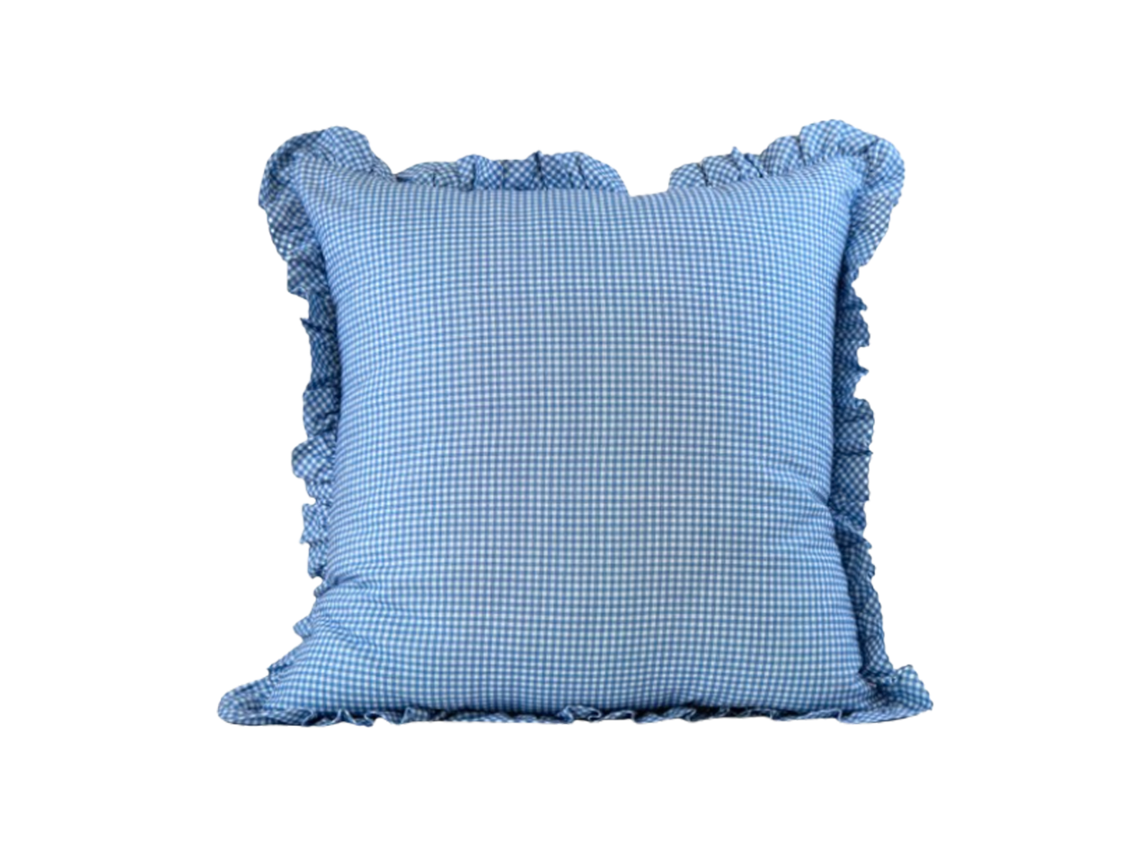 Savannah Micro Gingham Pillow Cover in Blue